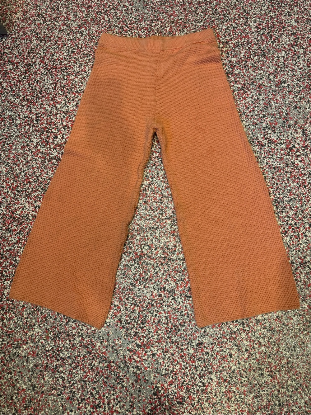 Free People Beach Knit Wide-Leg Crop Pants in Rust